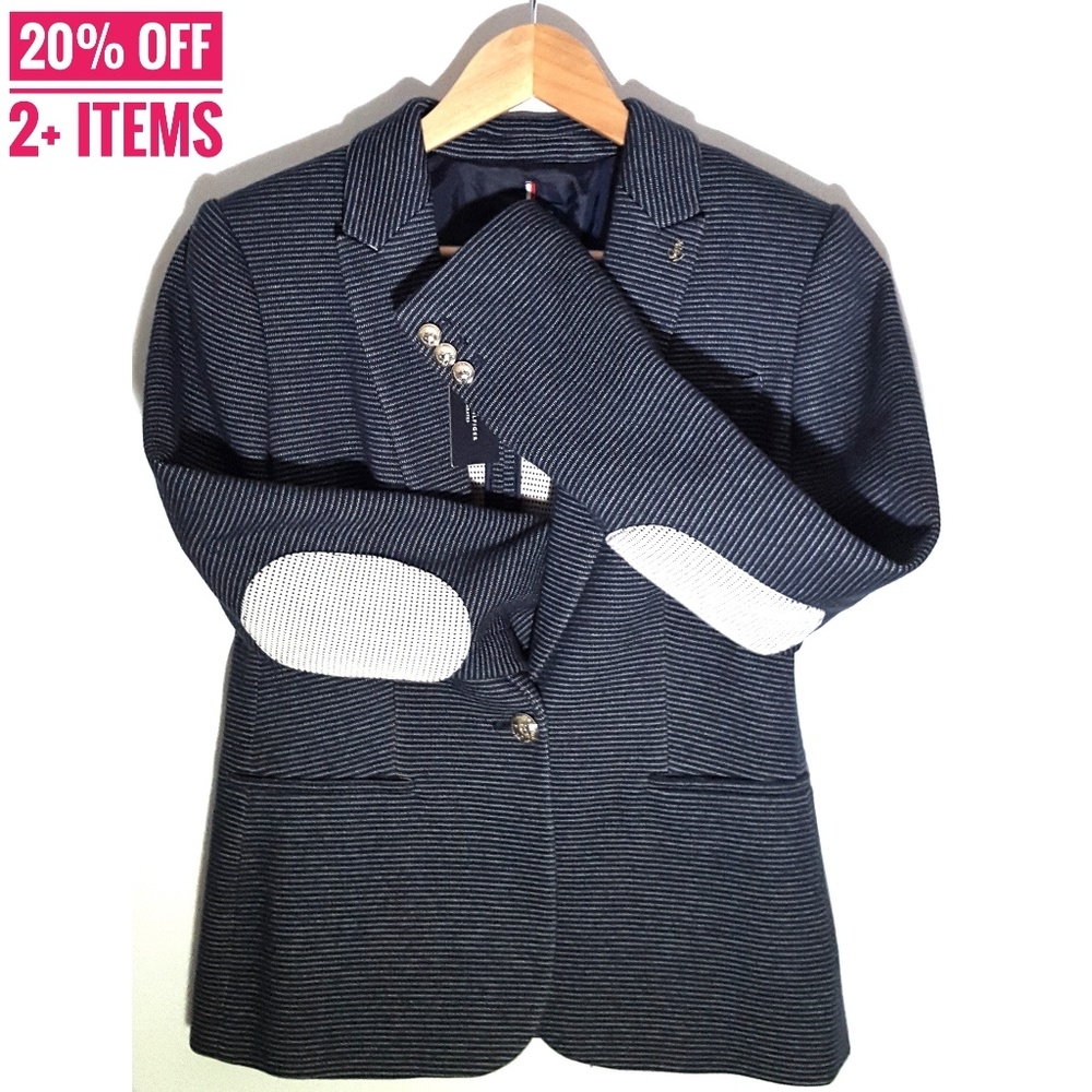 Tommy Hilfiger Blue White Stripe Blazer Size 6
